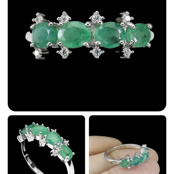 Emerald Ring, Anniversary Ring, Gemstone Ring, Green Stone Ring, Birthstone Ring - Picture 3 of 5